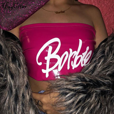 TJ137 Leather Tube Crop Tops