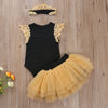 FG389 : 3Pcs Infant Jumpsuit + Mesh Tutu Skirt + Headband