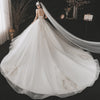 HW379 Handmade Sheer Long Sleeve Pearl beaded Wedding Gown