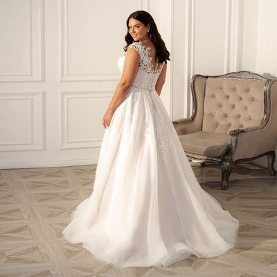 CW575 Plus size cap sleeve A-line Wedding Dress