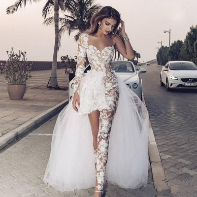 PD81 One Shoulder see through Wedding Jumpsuit