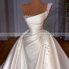 CW660 Simple one shoulder mermaid Wedding dress with overskirt