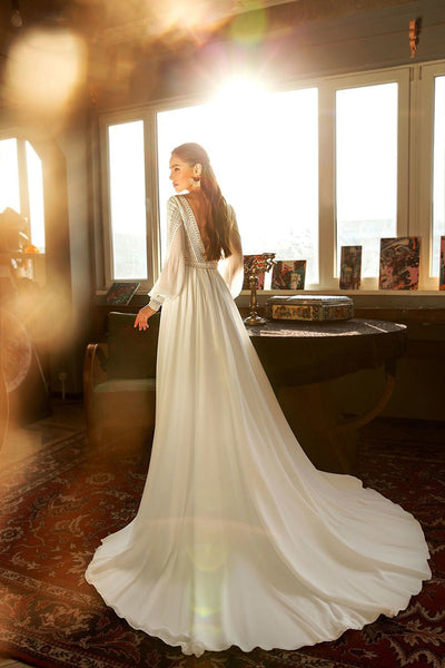 CW397 Custom made Puff sleeves Bohemian Wedding dress