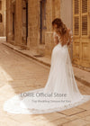CW593 O-Neck Lace Long Sleeves Stretchy Chiffon Bridal dress