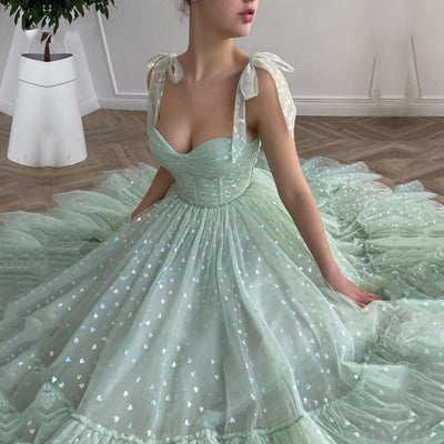 BH364 Tulle Tea Length Bridesmaid dress
