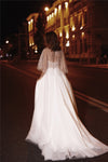 CW438 Strapless Beach Wedding Dress with  Cape