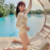 SW21 Lace Long Sleeves Mesh One Piece Swimsuit