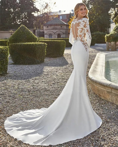 CW581 Long Sleeve Mermaid Wedding Dresses