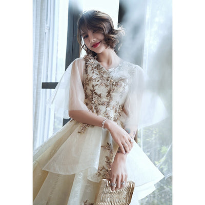 PP349 Prom dress Champagne Short Front Long Back