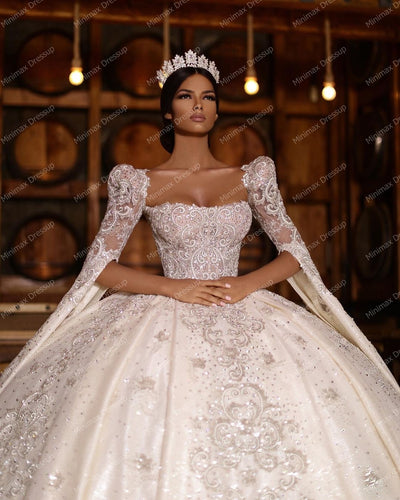 HW426 Luxury Glitter satin Bridal Gowns