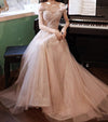 BH393 Luxury Champagne Shiny Bridesmaid dress