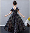FG441 Luxury blue Sequins Girl dresses