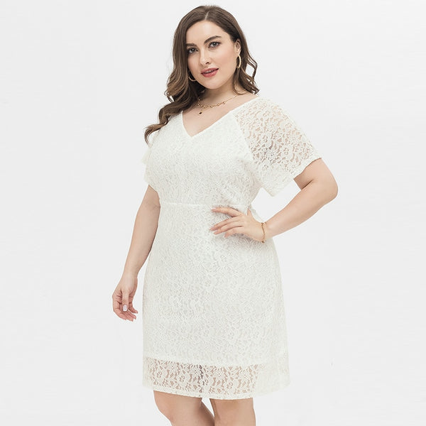 MX279 Plus size White lace Cocktail dress - Nirvanafourteen