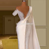 HW334 Deep V Neck pearl beaded Mermaid Wedding Gown