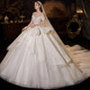HW425 : 3/4 Sleeve Sparkly Beading Wedding Dress