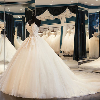 HW265 Shiny Gorgeous beading flower Ball Gown Wedding Dresses