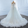 HW413-1 Real pictures Long Sleeve heavily Pearls beaded Bridal Gown