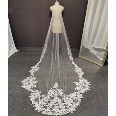 BV58 Real Photos Long Lace Wedding Veil