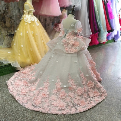FG450 Luxury 3d flower beaded Pageant Gown for girls