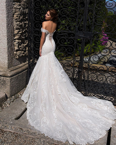 HW388 Luxurious Off the Shoulder mermaid wedding dress - Nirvanafourteen
