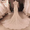HW293 Real Pictures High Neck pearl beaded Mermaid Wedding Gown
