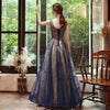 PP313 Navy Blue sequined Evening Dress
