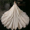 HW344 High-end long sleeve beading feather Bridal gown