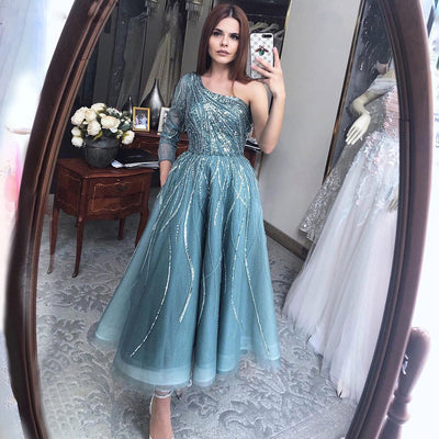 LG496 Real pictures 2 style sequined Evening Gowns (4 Colors )