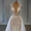HW367 Luxury Ivory full beaded mermaid Wedding dress with overskirt