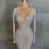 LG443 Luxurious nude bedded feather mermaid Evening Gowns