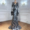 LG441 Silver Flare Sleeves Evening Gowns