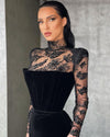 CL27  Clearance Sale US size16 high neck velvet Prom dress