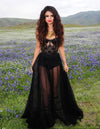 LG364 CELEBRITY DRESSES SWEETHEART TULLE LACE SEE-THROUGH