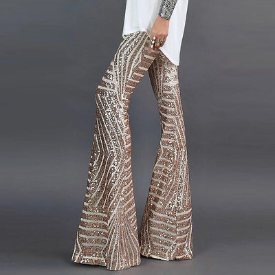 TP67 Trendy Glitter Wide Leg long Flare Pants ( 3 Colors )
