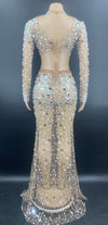 KP85 : 2pcs/set stage Sexy costume Sparkly Transparent Tops+skirt