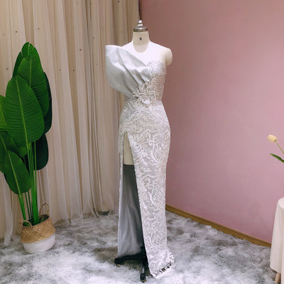 PP381 Off the shoulder side split Evening Dresses ( Custom Colors )