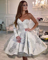 SS189 One Shoulder silver sequined Short Wedding dress