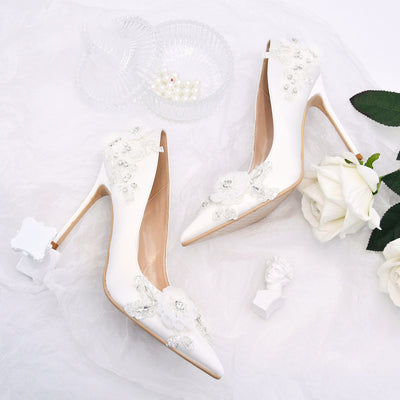 BS196 Handmade Ivory Lace Bridal shoes