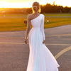 CW456 Long Sleeves Bohemian Wedding Dress with Side Split