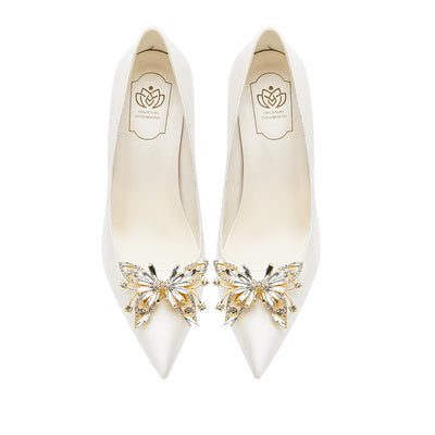 BS198 Silk butterfly diamond Bridal Shoes
