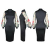MX197 Flower Embroidered Mesh lantern Sleeve Bodycon Dress