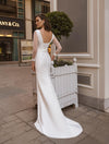 CW418 Simple satin meshes long sleeves mermaid Bridal dress
