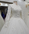 CW457 : 3D flowers beaded Muslim Wedding Dress
