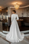 CW543 Simple Soft Satin Muslim Wedding Dresses