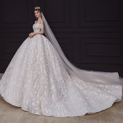 CW410 High quality off the shoulder sequined Bridal Dress
