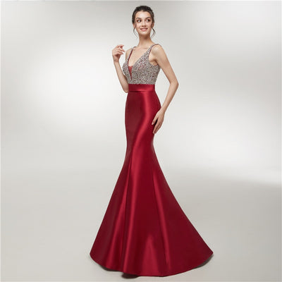 PP375 Crystal beaded Top satin mermaid Prom dresses ( Custom Colors)
