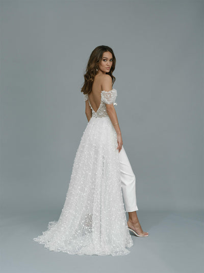 PD80 Off the Shoulder Wedding Jumpsuit with train