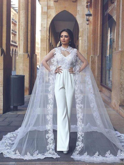 PD73 Wedding Jumpsuit with sweep cape
