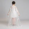 FG378 White lace Flower girl dress with cape