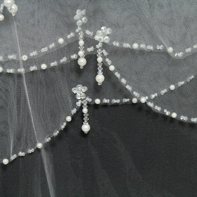 BV52 : 2 layers sequin bead Bridal Veils